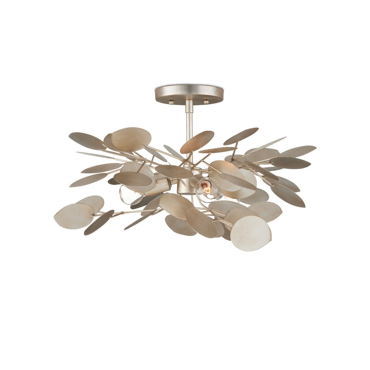 Currey and Company - 9000-1259 - Three Light Semi-Flush Mount - Lunaria Collection - Contemporary Silver Leaf