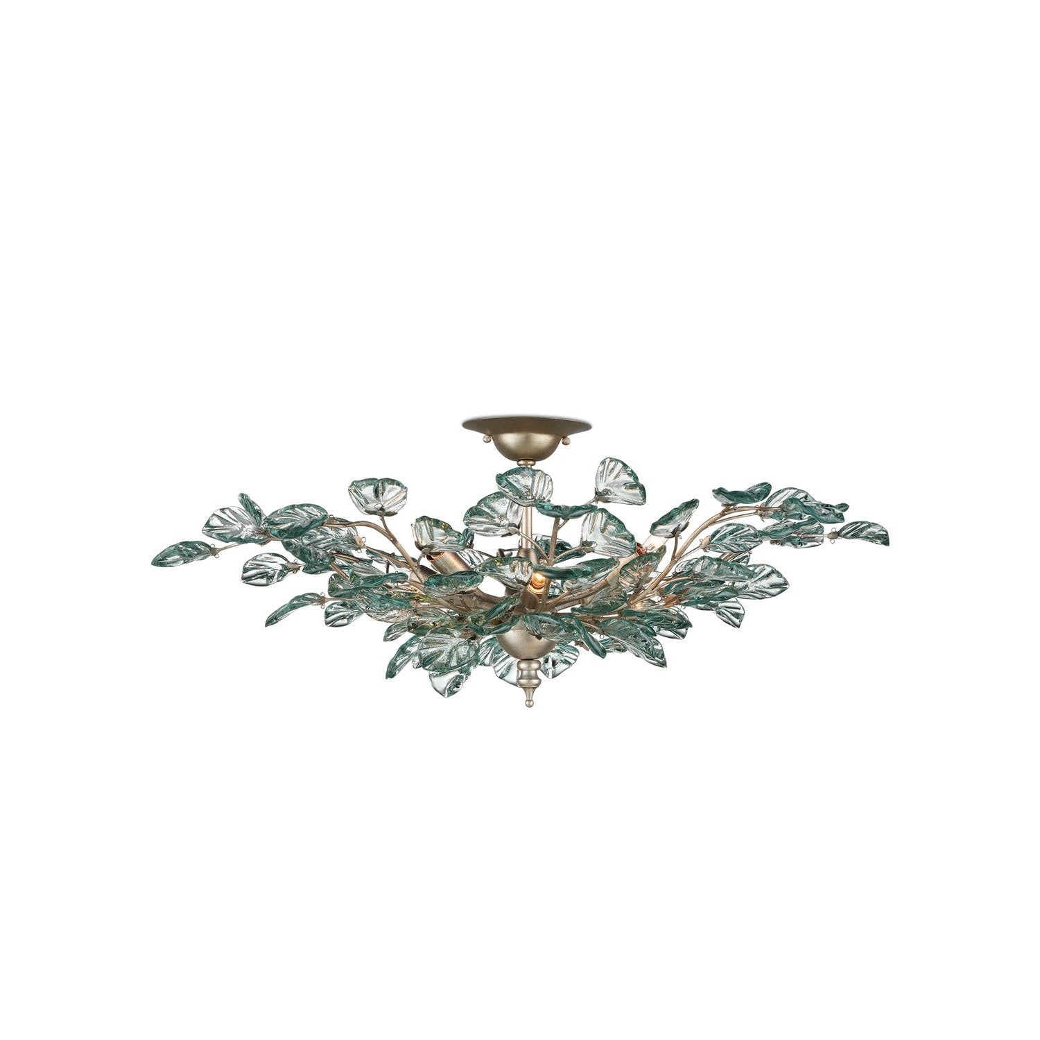Currey and Company - 9000-1260 - Eight Light Semi-Flush Mount - Baobab Semi-Flush Mount - Contemporary Silver Leaf / Clear