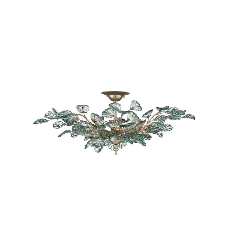 Currey and Company - 9000-1260 - Eight Light Semi-Flush Mount - Baobab Semi-Flush Mount - Contemporary Silver Leaf / Clear