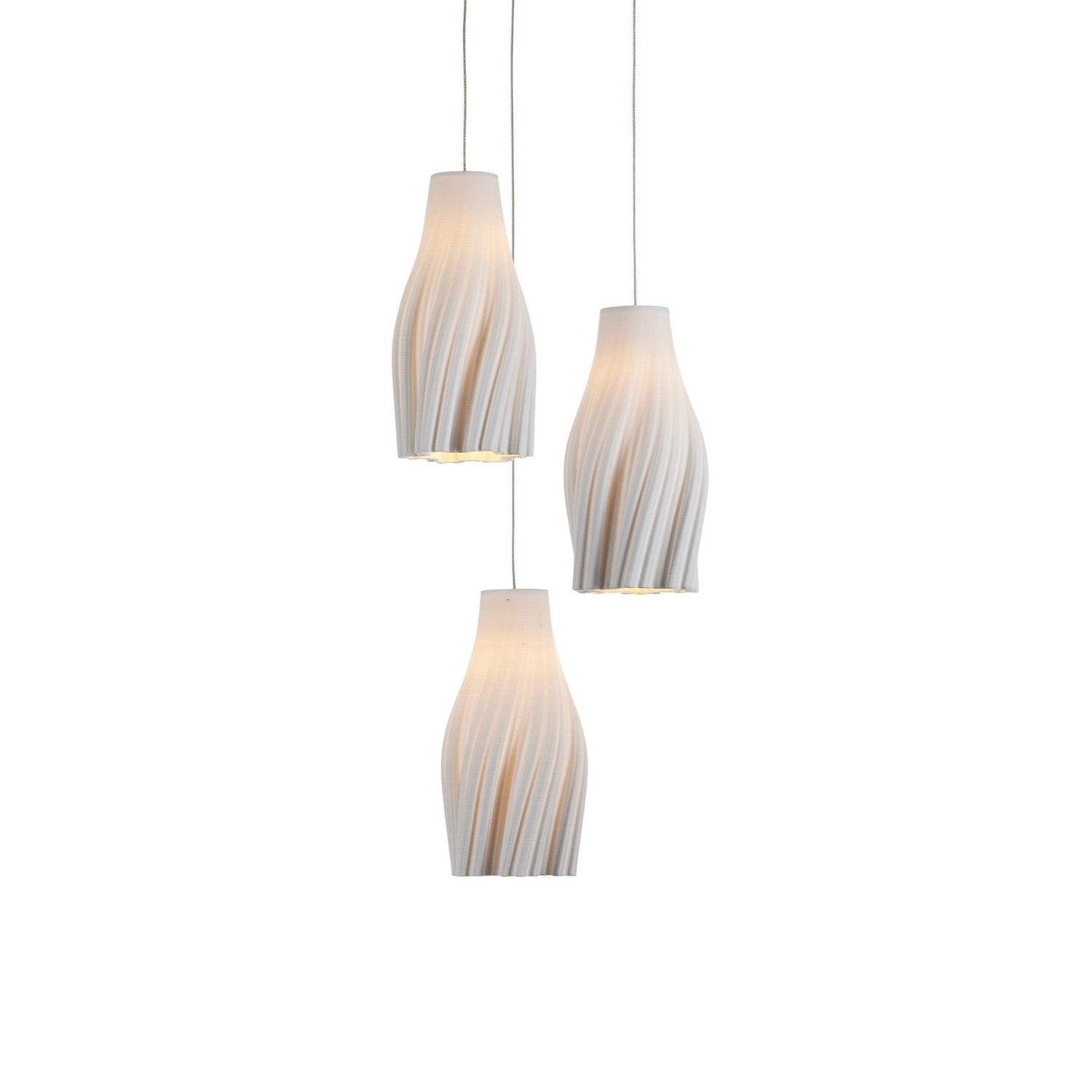 Currey and Company - 9000-1271 - Three Light Pendant - Posh Collection - White / Silver