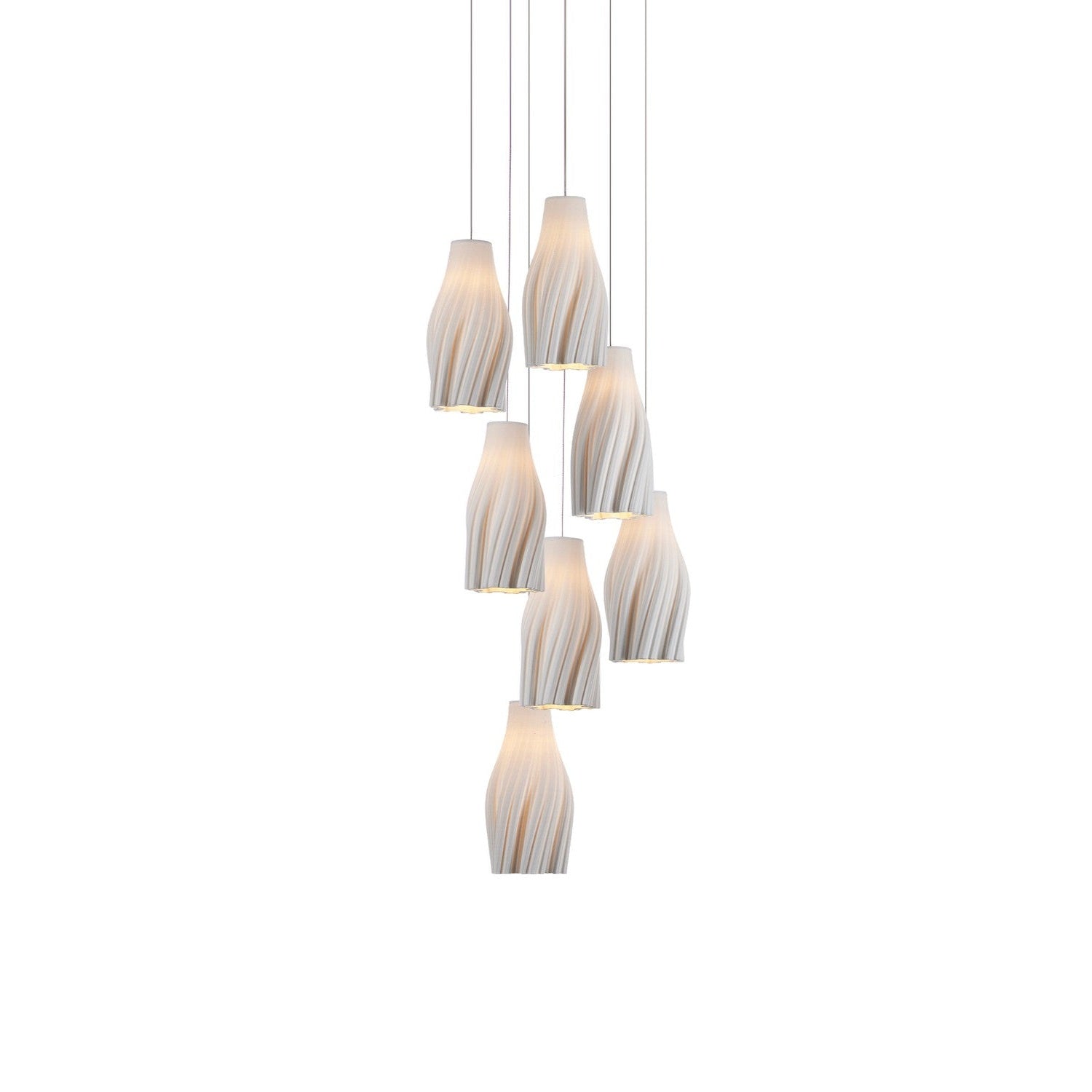 Currey and Company - 9000-1272 - Seven Light Pendant - Posh Collection - White / Silver