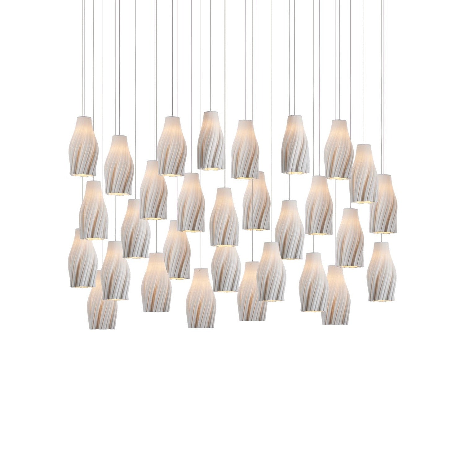 Currey and Company - 9000-1275 - 30 Light Linear Pendant - Posh Collection - White / Silver