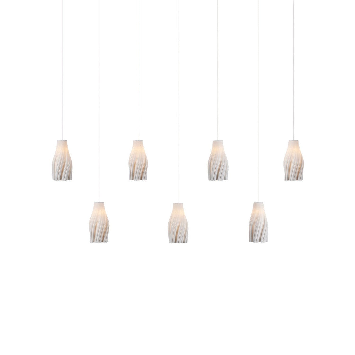 Currey and Company - 9000-1277 - Seven Light Linear Pendant - Posh Collection - White / Silver