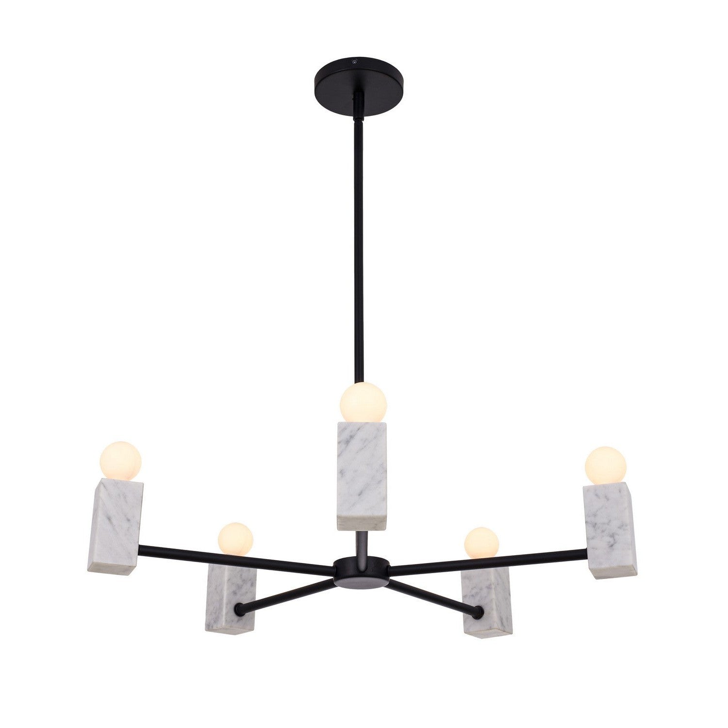 Kalco - 516571MB - Five Light Pendant - Quadra - Matte Black