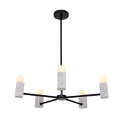 Kalco - 516571MB - Five Light Pendant - Quadra - Matte Black