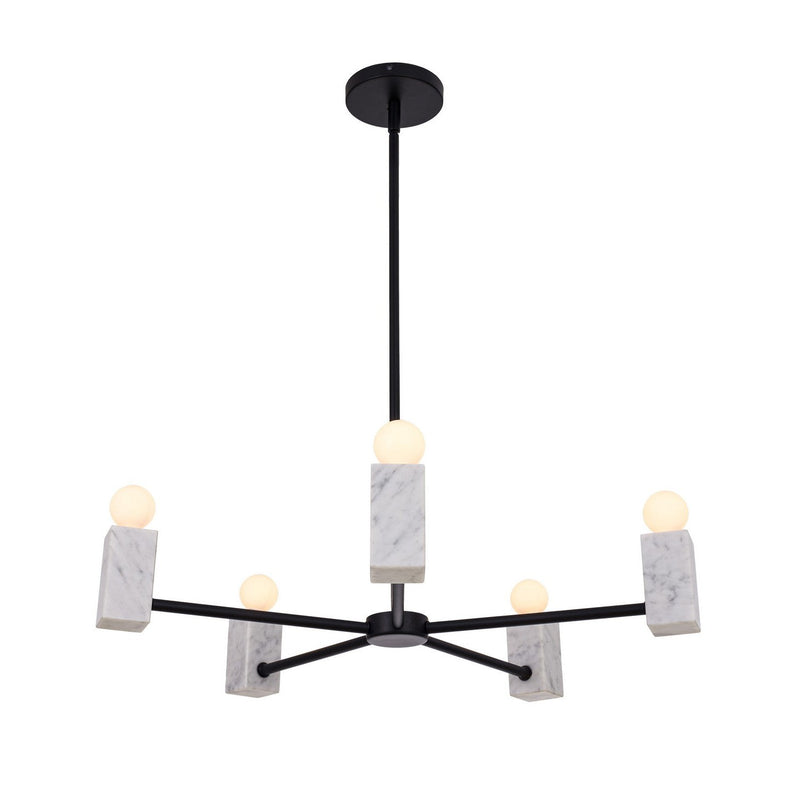 Kalco - 516571MB - Five Light Pendant - Quadra - Matte Black