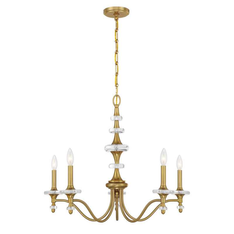 Savoy House - 1-1361-5-322 - Five Light Chandelier - Champlain - Warm Brass