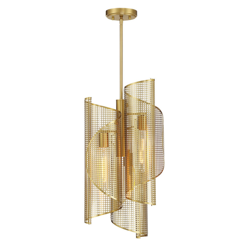 Savoy House - 3-8033-3-322 - Three Light Pendant - Hillbourne - Warm Brass