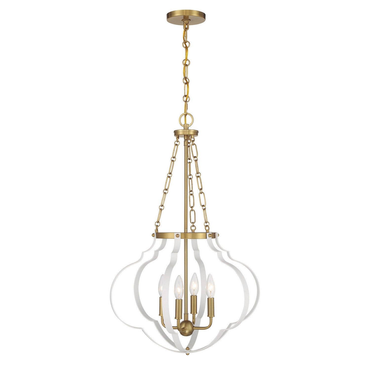 Savoy House - 7-4866-4-142 - Four Light Pendant - Mercer - White and Warm Brass