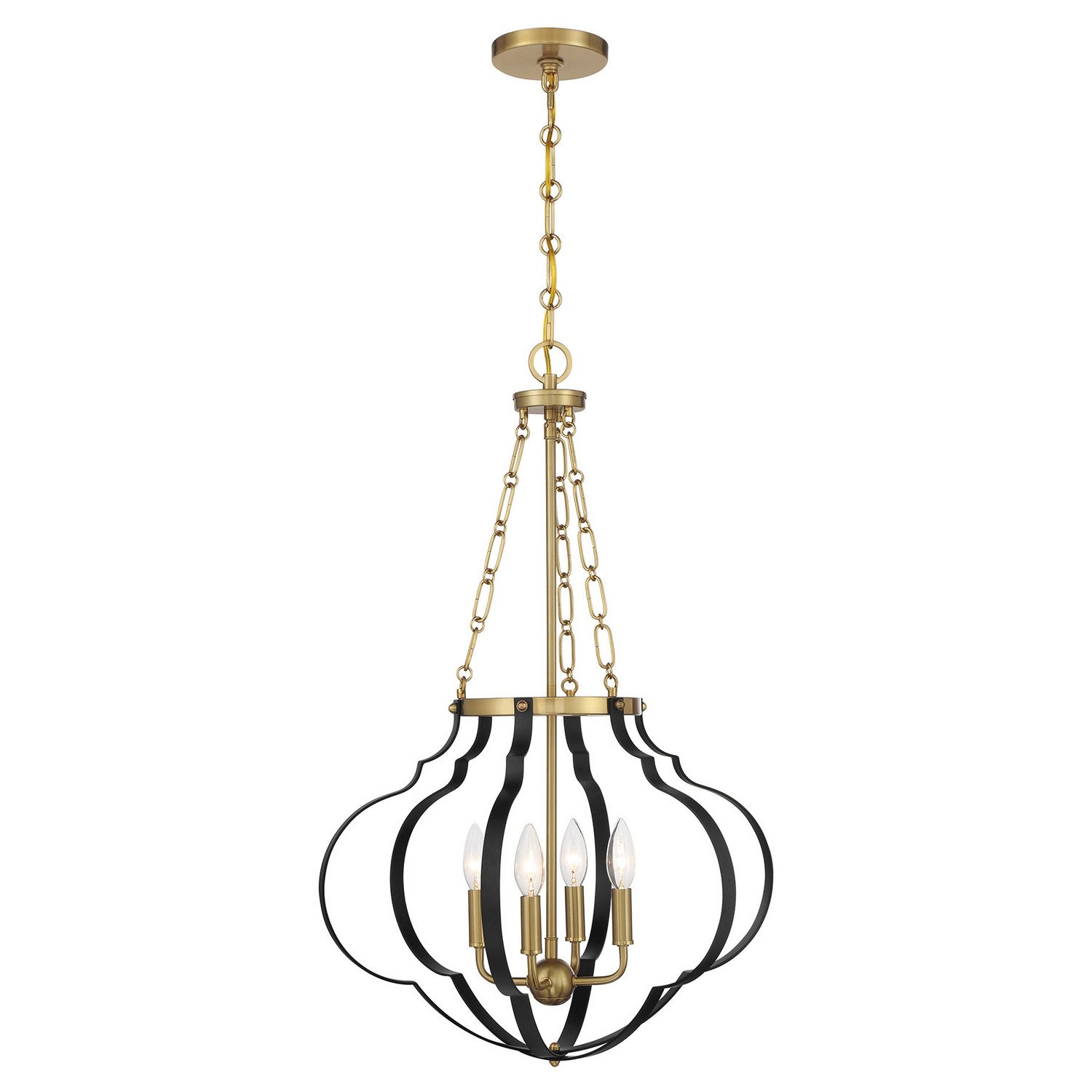 Savoy House - 7-4866-4-143 - Four Light Pendant - Mercer - Matte Black and Warm Brass