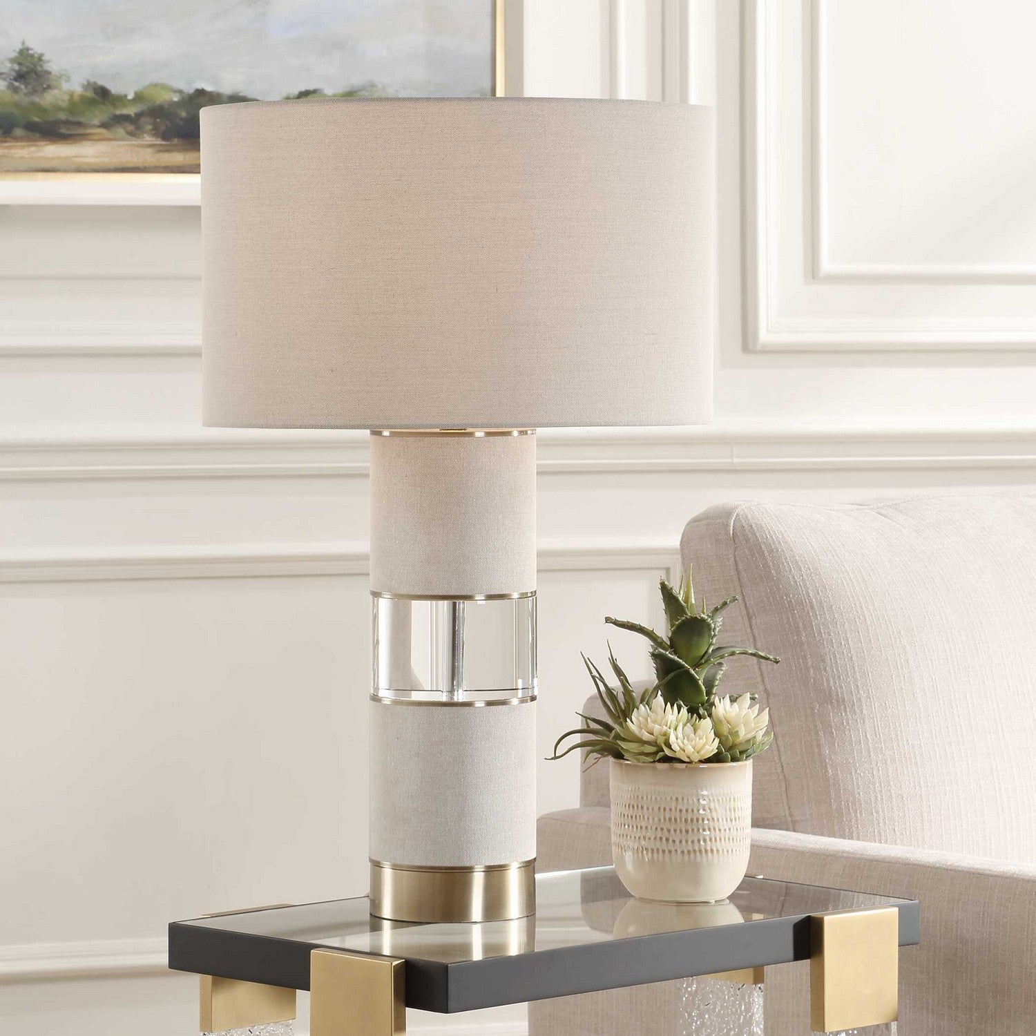 Uttermost - 30472 - One Light Table Lamp - Maliyah - Light Beige Linen Wrapped