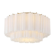 Crystorama - ADD-321-AG-WH - Seven Light Flush Mount - Addis - Aged Brass