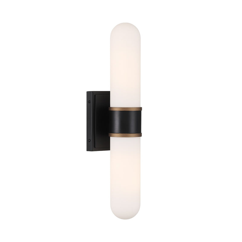 Crystorama - CAP-8512-MK-TG - LED Wall Sconce - Capsule - Matte Black + Textured Gold