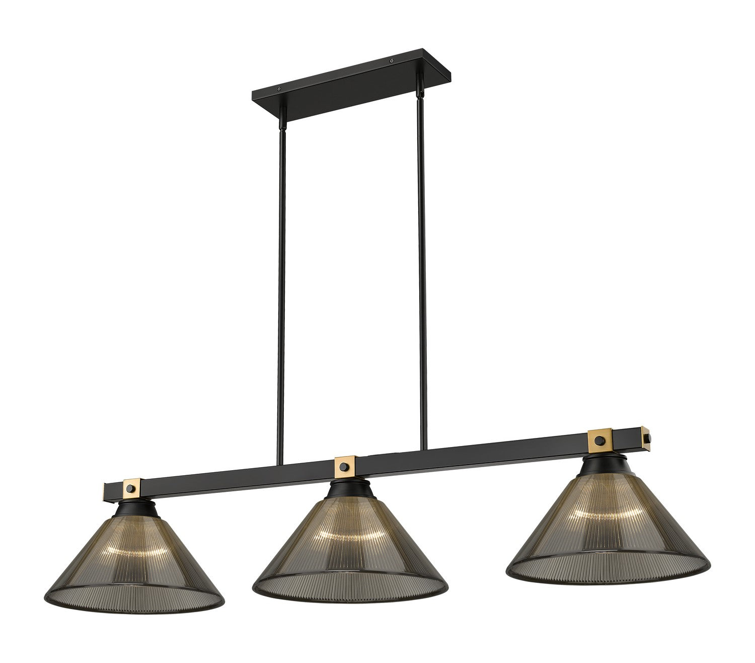 Z-Lite - 1955-3MB-RB-ARS - Three Light Billiard - Bronte - Matte Black + Rubbed Brass