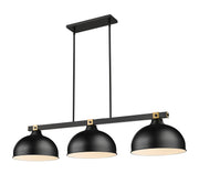 Z-Lite - 1955-3MB-RB-D13MB - Three Light Billiard - Bronte - Matte Black + Rubbed Brass