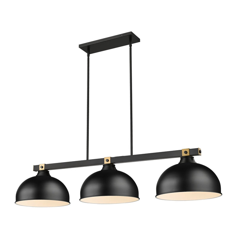 Z-Lite - 1955-3MB-RB-D13MB - Three Light Billiard - Bronte - Matte Black + Rubbed Brass