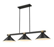 Z-Lite - 1955-3MB-RB-MB15 - Three Light Billiard - Bronte - Matte Black + Rubbed Brass
