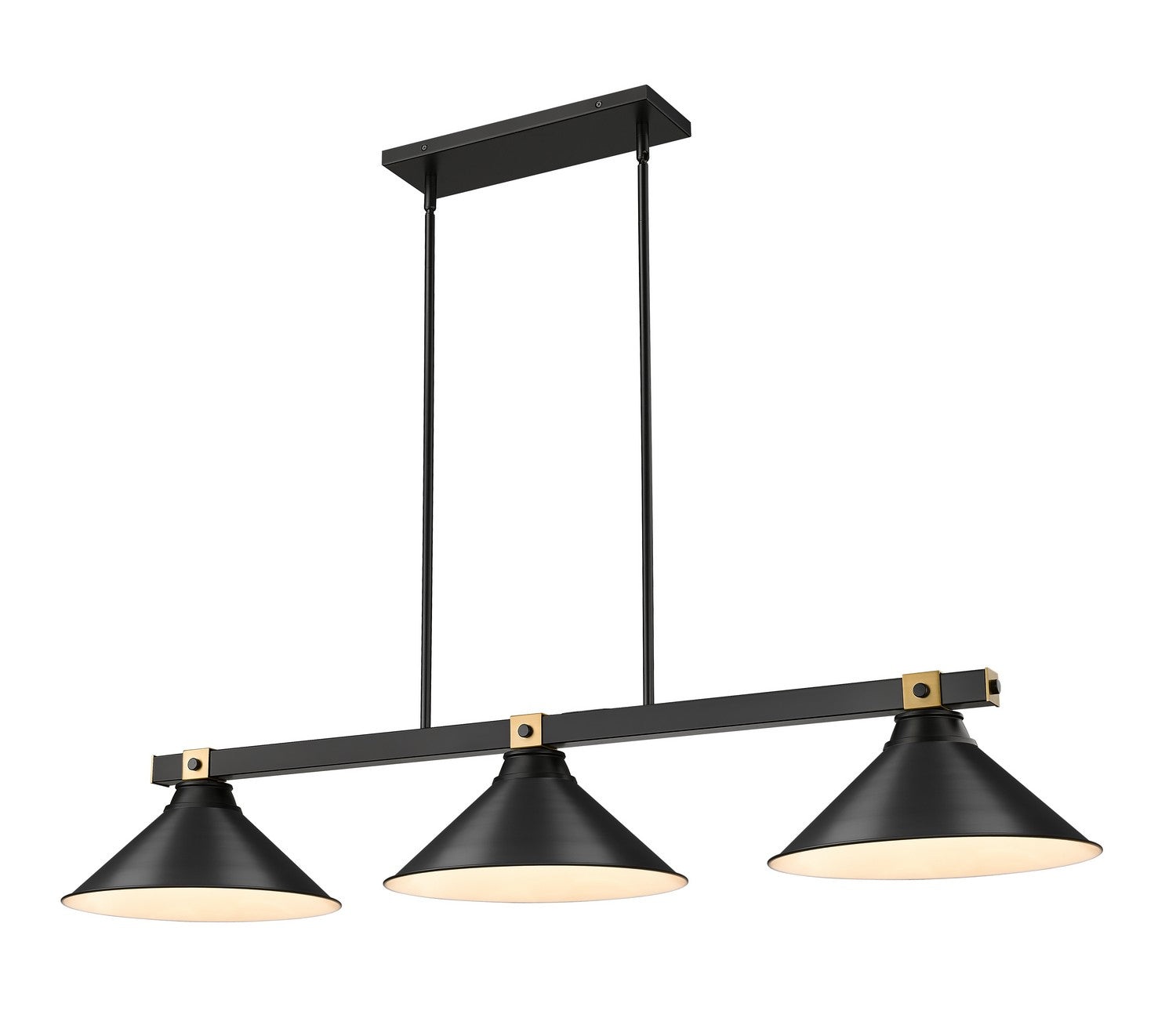 Z-Lite - 1955-3MB-RB-MB15 - Three Light Billiard - Bronte - Matte Black + Rubbed Brass