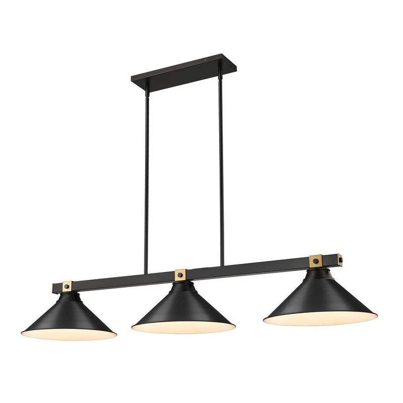 Z-Lite - 1955-3MB-RB-MB15 - Three Light Billiard - Bronte - Matte Black + Rubbed Brass