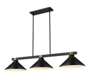 Z-Lite - 1955-3MB-RB-MMB - Three Light Billiard - Bronte - Matte Black + Rubbed Brass
