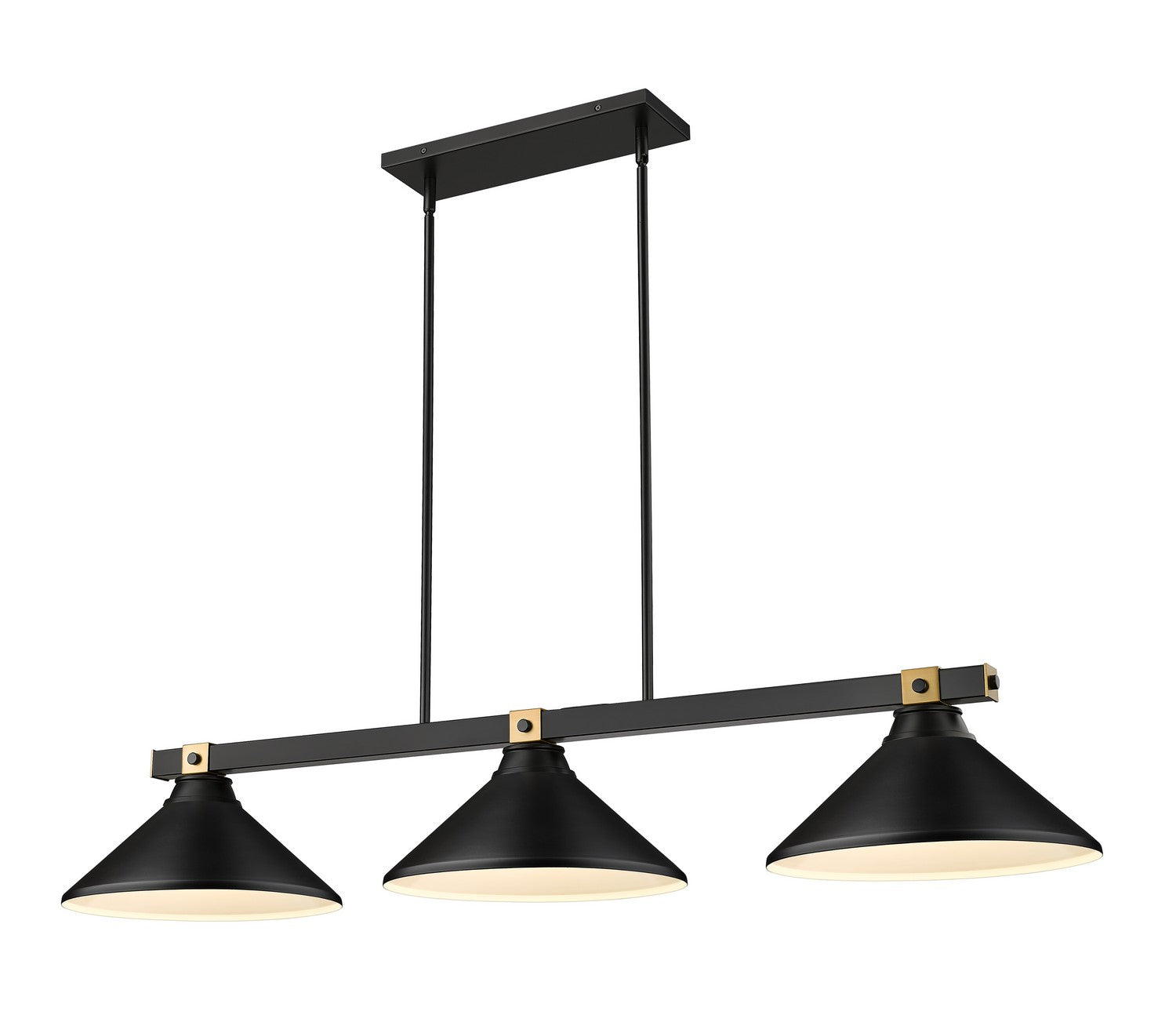 Z-Lite - 1955-3MB-RB-MMB - Three Light Billiard - Bronte - Matte Black + Rubbed Brass