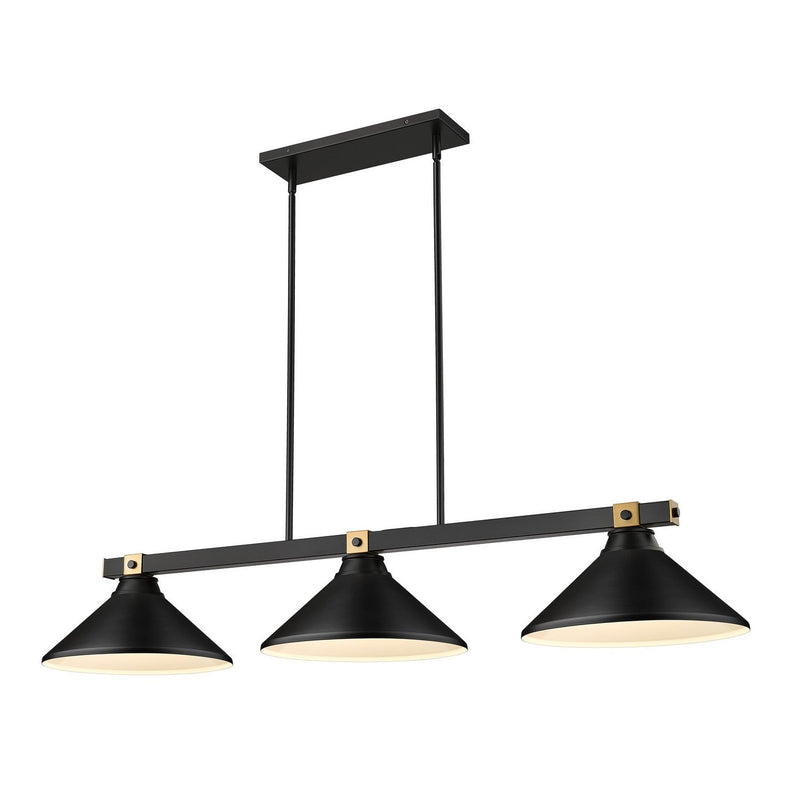 Z-Lite - 1955-3MB-RB-MMB - Three Light Billiard - Bronte - Matte Black + Rubbed Brass