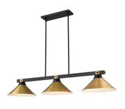Z-Lite - 1955-3MB-RB-RB15 - Three Light Billiard - Bronte - Matte Black + Rubbed Brass