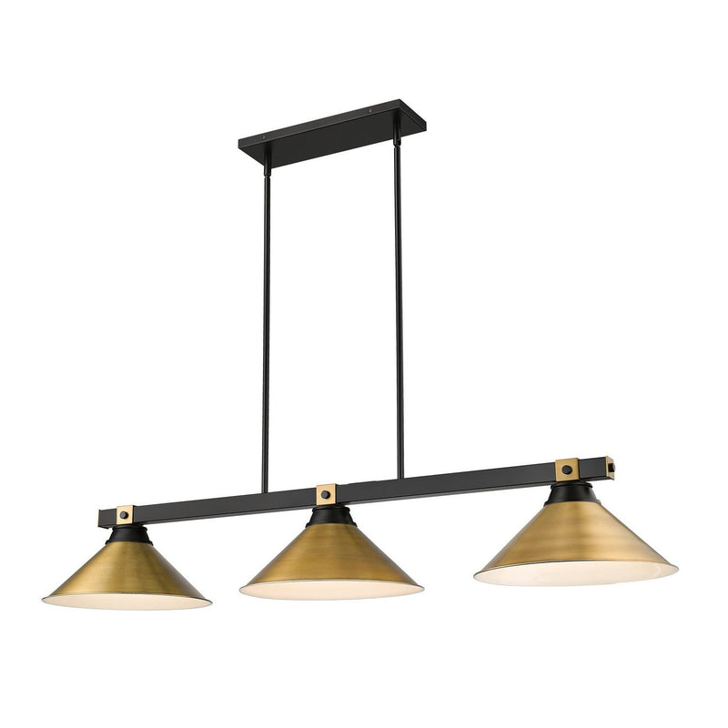 Z-Lite - 1955-3MB-RB-RB15 - Three Light Billiard - Bronte - Matte Black + Rubbed Brass