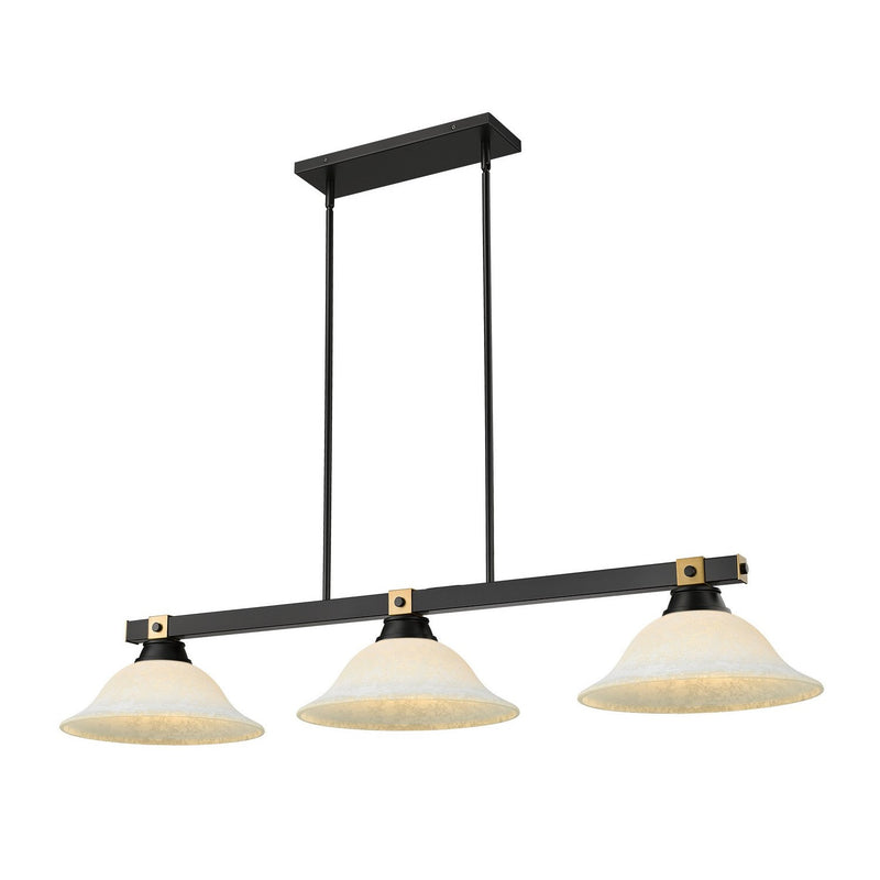 Z-Lite - 1955-3MB-RB-WM16 - Three Light Billiard - Bronte - Matte Black + Rubbed Brass