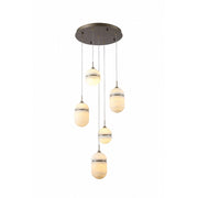 Avenue Lighting - HF2905-AB - Five Light Pendant - Sedona - Alabaster / Aged Brass