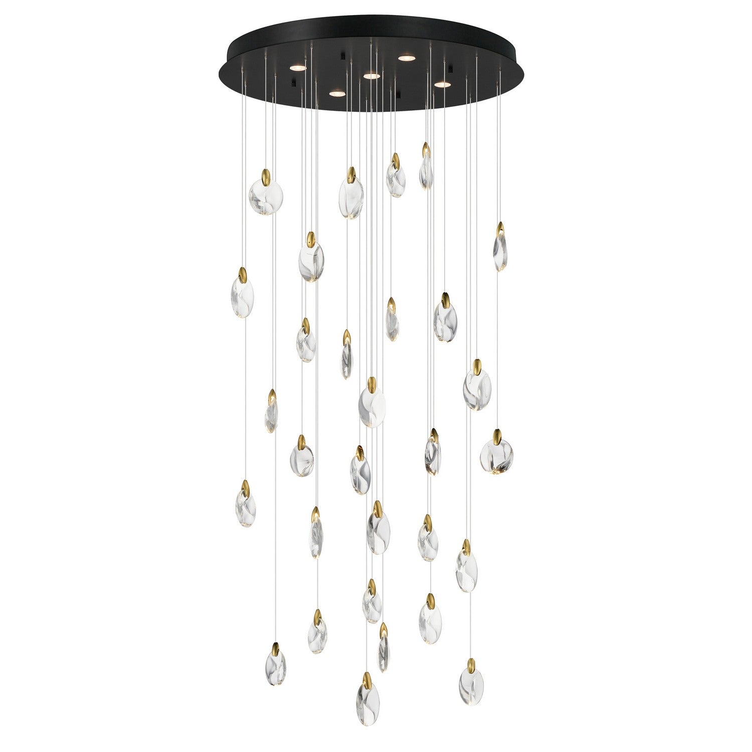 ET2 - E11070-122BKPG - LED Pendant - Pebble - Black / Polished Gold