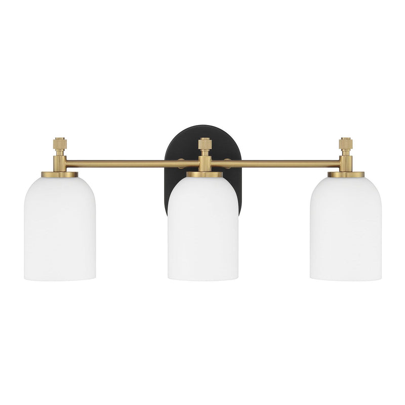 Craftmade - 60303-FBSB - Three Light Vanity - Council - Flat Black/Satin Brass