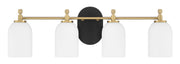 Craftmade - 60304-FBSB - Four Light Vanity - Council - Flat Black/Satin Brass