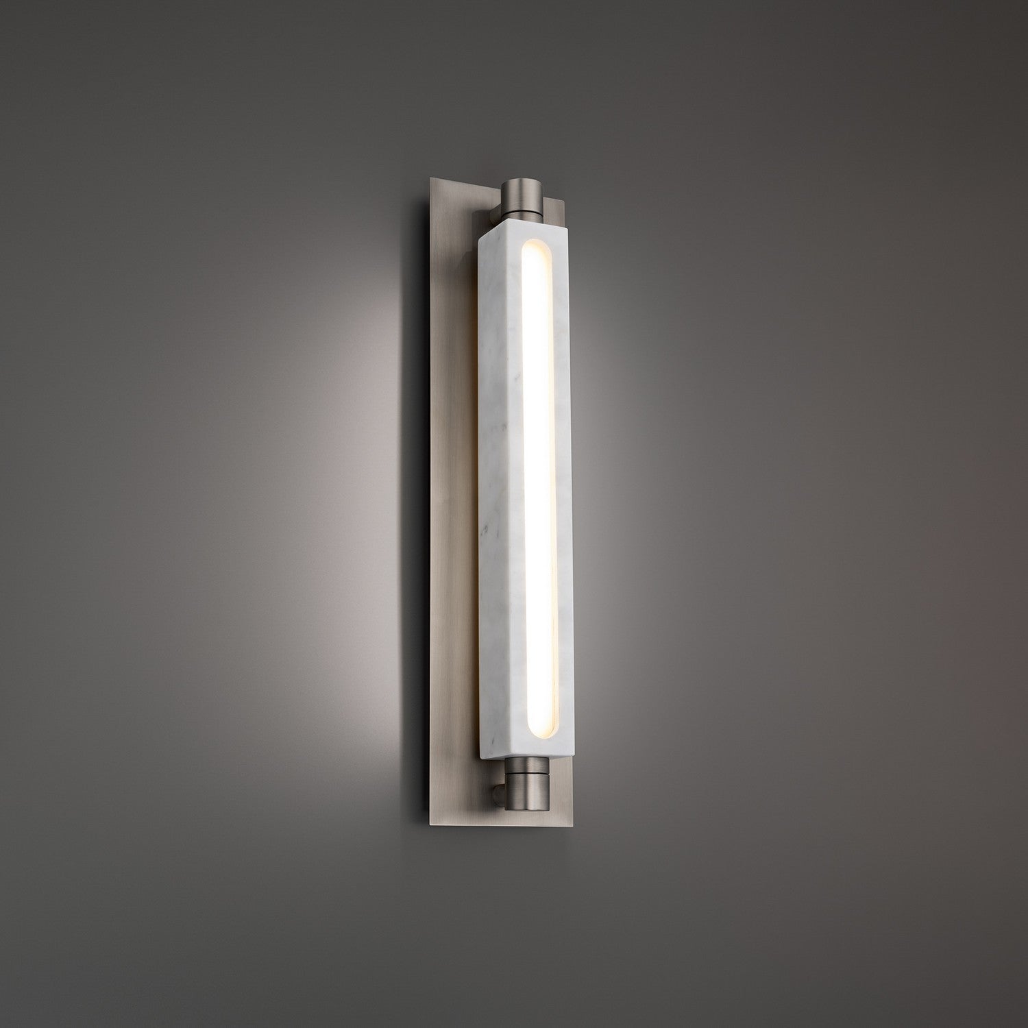 Modern Forms - WS-72524-WT/BN - LED Wall Sconce - Stanchion - White Marble/Brushed Nickel
