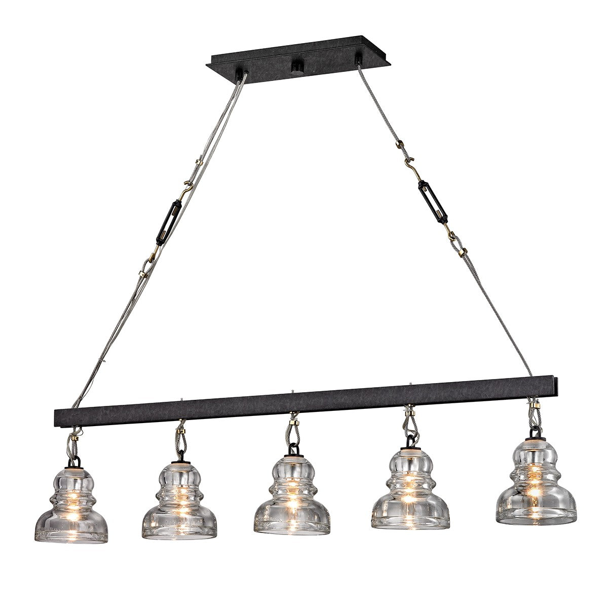 Troy Lighting - F6058-TRN - Five Light Linear Pendant - Menlo Park - Textured Iron