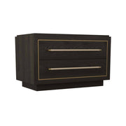Arteriors - 6939 - Side Table - Puckett - Ebony Oak/Dove Leather/Antique Brass