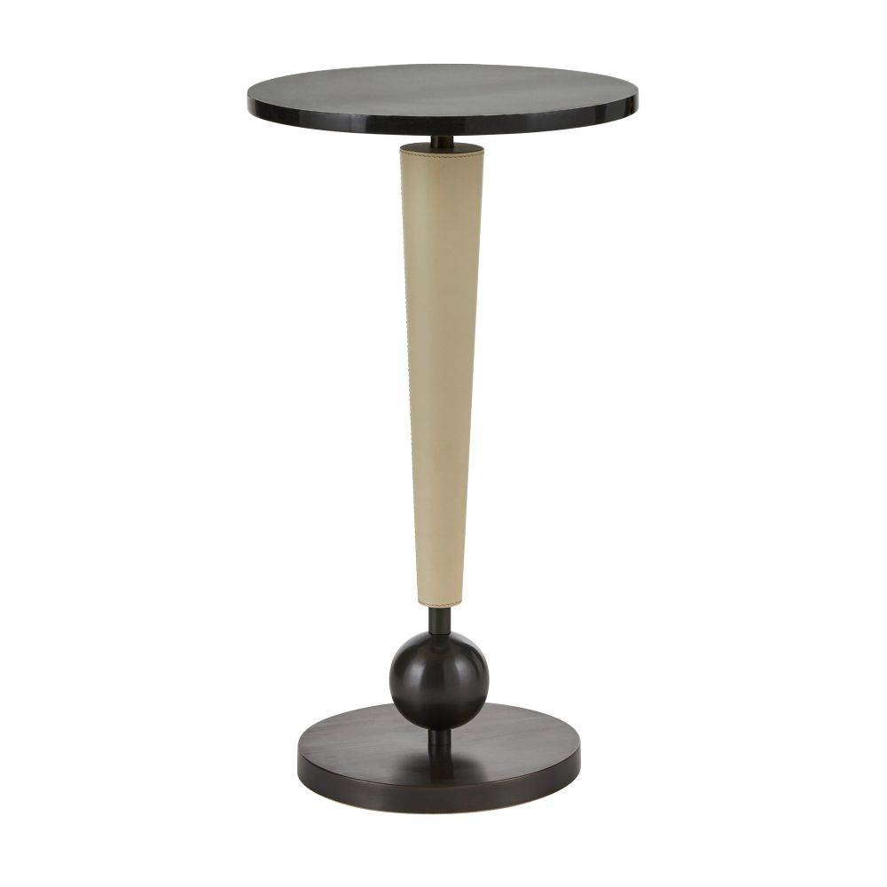 Arteriors - FAI03 - Drink Table - Valari - Black Marble/Ivory Leather//Bronze