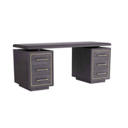 Arteriors - FKI03 - Desk - Wixom - Ebony Oak/Antique Brass/Graphite Leather