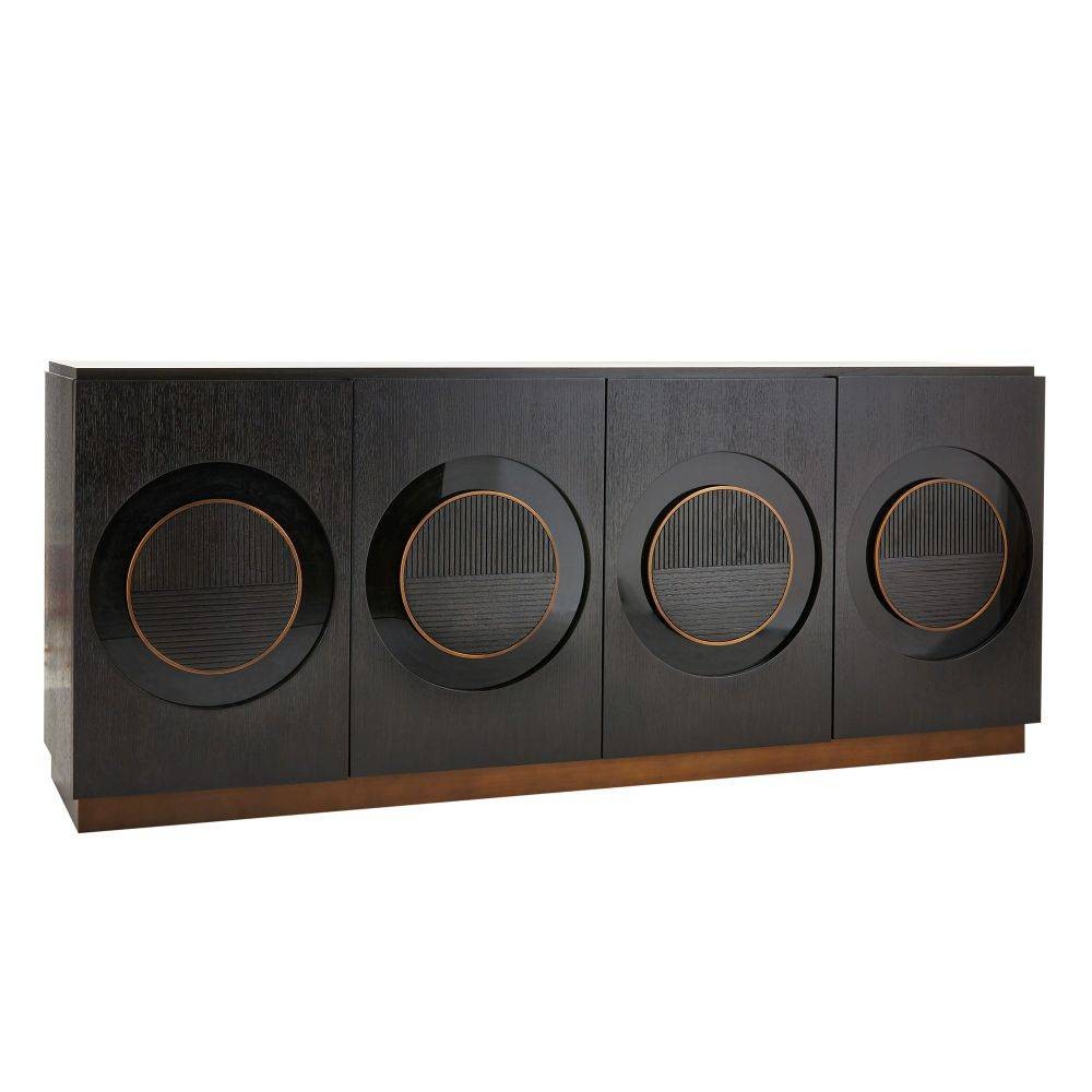 Arteriors - FZS04 - Credenza - Tudor - Ebony Oak Veneer/Black Lacquer/Antique Brass