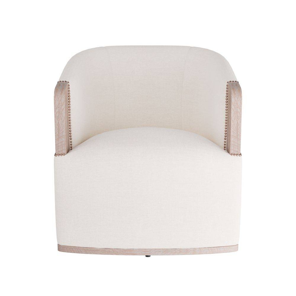 Arteriors - GDFRU01 - Lounge Chair - Reveal - Bone Linen/Cerused Oak/Antique Brass Nailheads