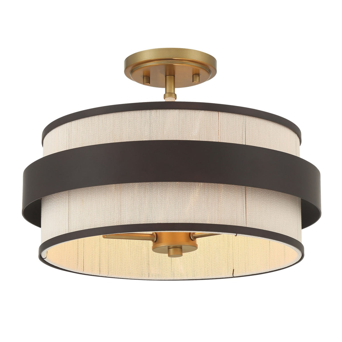 Minka-Lavery - 3685-886 - Three Light Semi Flush Mount - Harbor Wrap - Legacy Brass (Painted) & Dark
