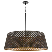 Quorum - 8217-4-5980 - Four Light Pendant - Benedict - Matte Black / Aged Brass