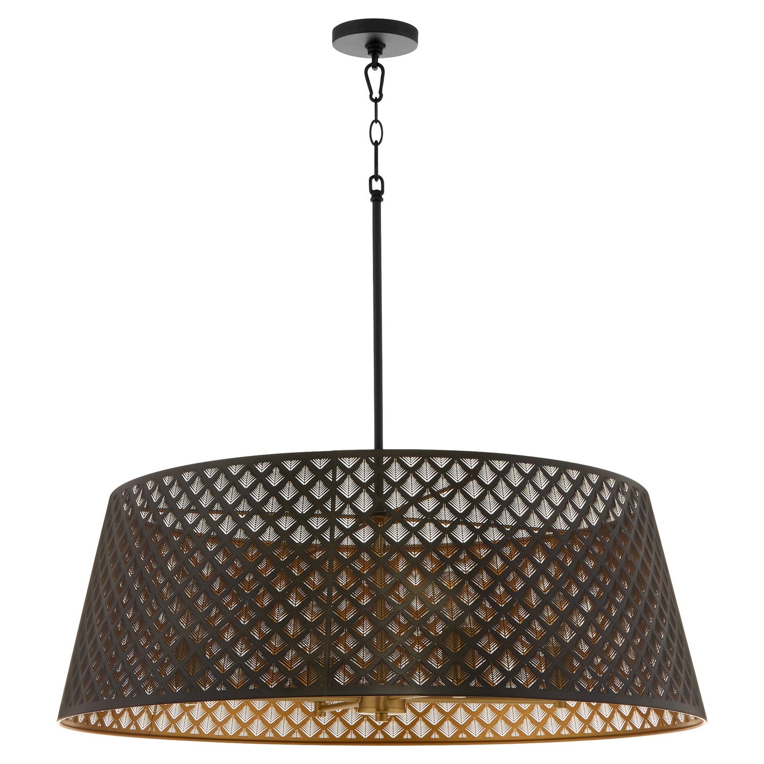 Quorum - 8217-4-5980 - Four Light Pendant - Benedict - Matte Black / Aged Brass