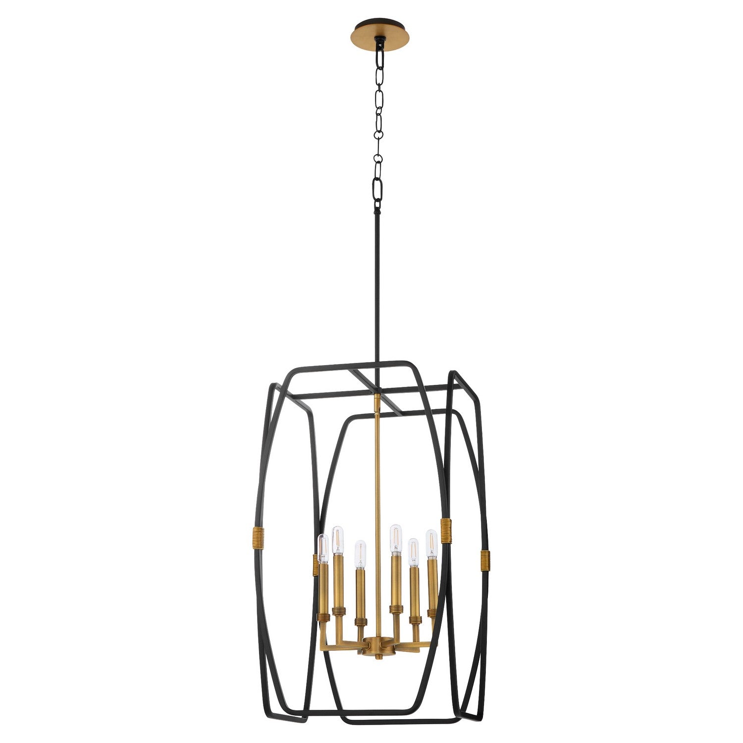 Quorum - 880-6-5947 - Six Light Pendant - Bishop - Matte Black / Brushed Brass