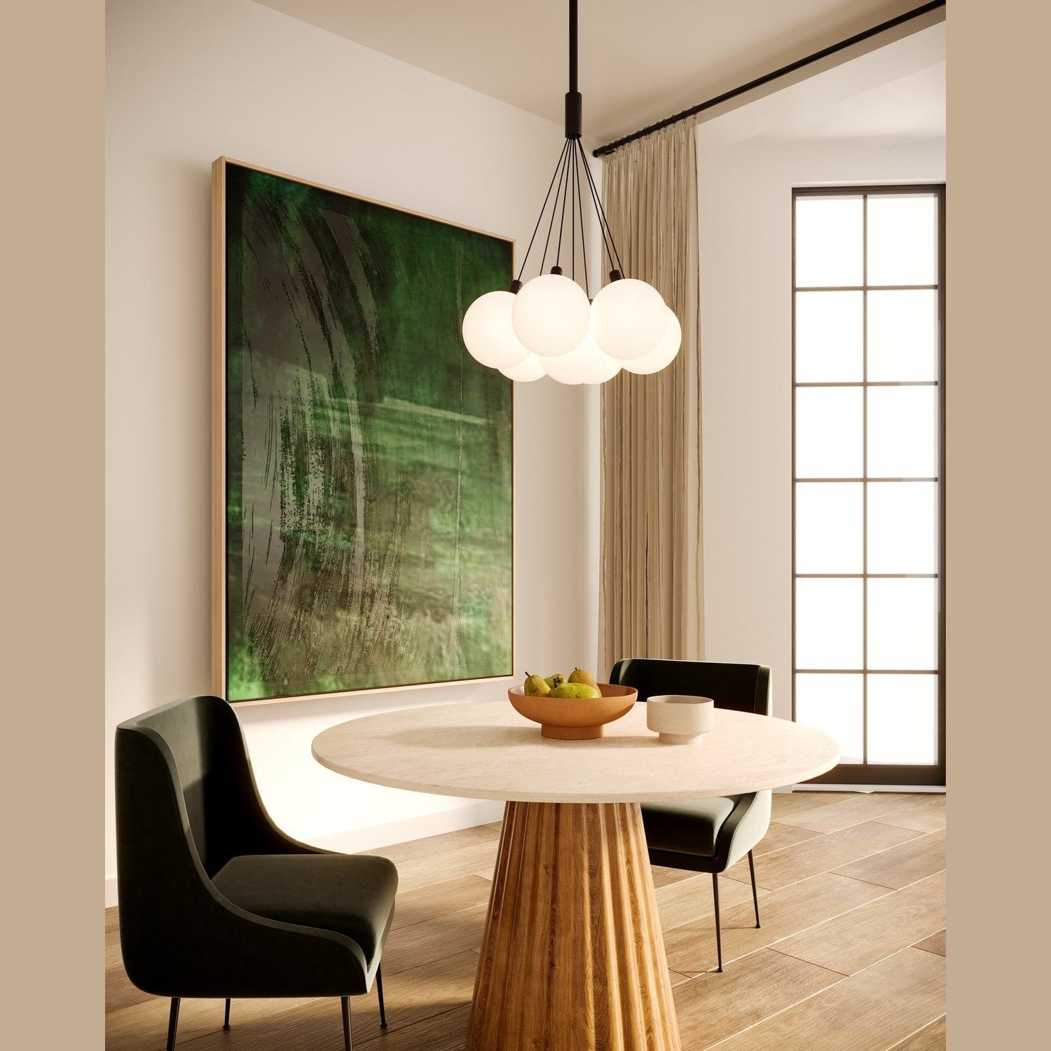 Kuzco Lighting - CH3117-BK/OP - LED Chandelier - Bolla - Black/Opal Glass