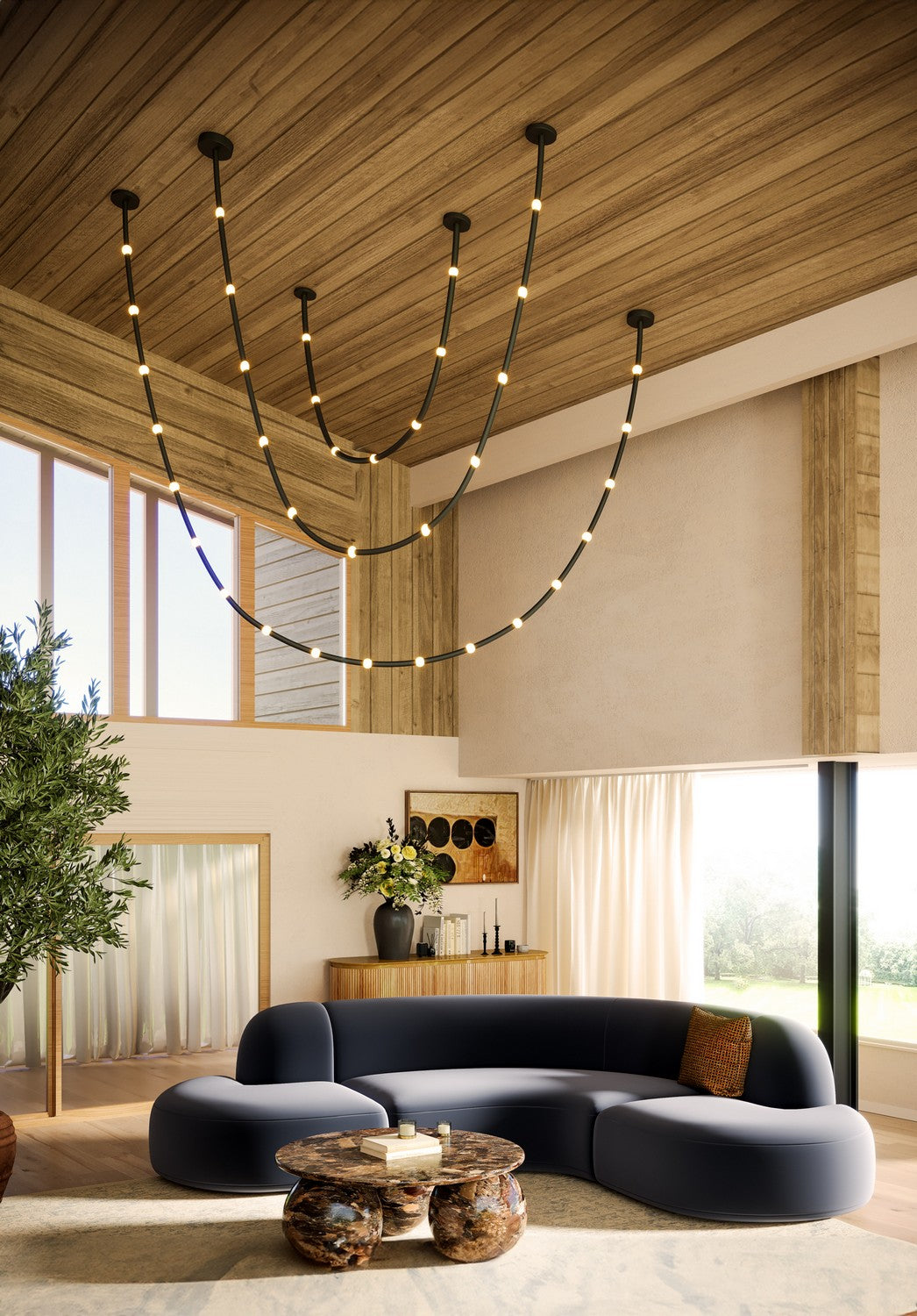 Kuzco Lighting - PD39310-BK/OP-UNV-010 - LED Pendant - Corda - Black/Opal Glass