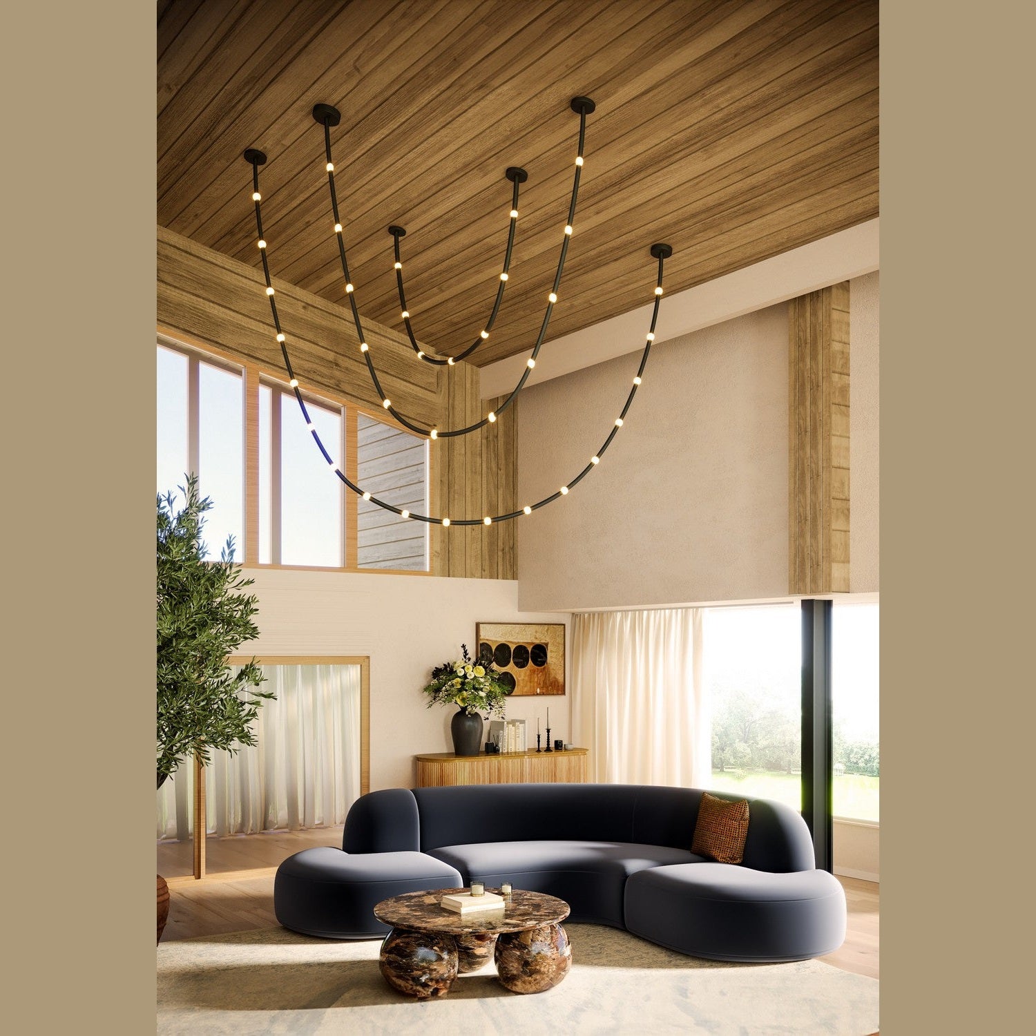 Kuzco Lighting - PD39310-BK/OP-UNV-010 - LED Pendant - Corda - Black/Opal Glass