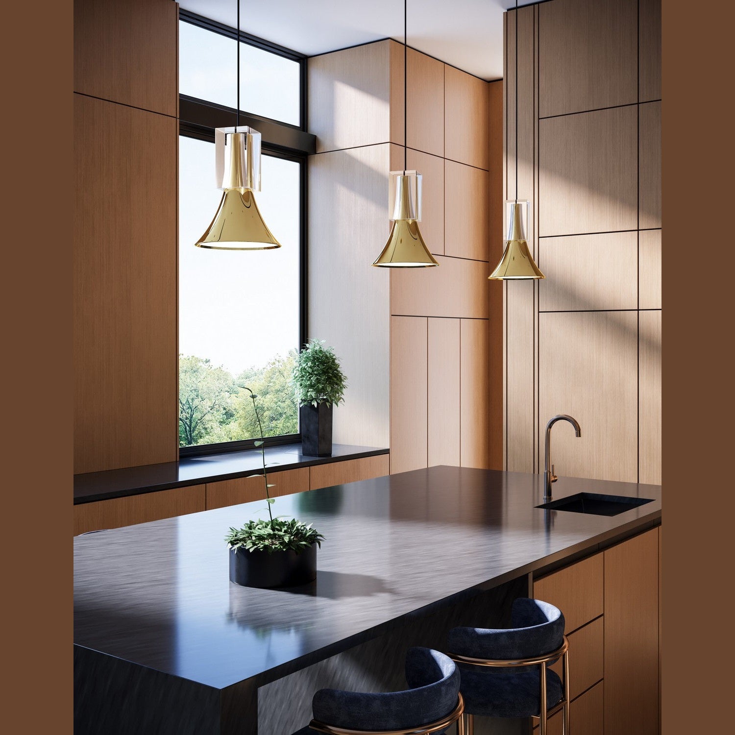 Kuzco Lighting - PD94108-GBK/CC-UNV - LED Pendant - Floe - Glossy Black/Clear Crystal