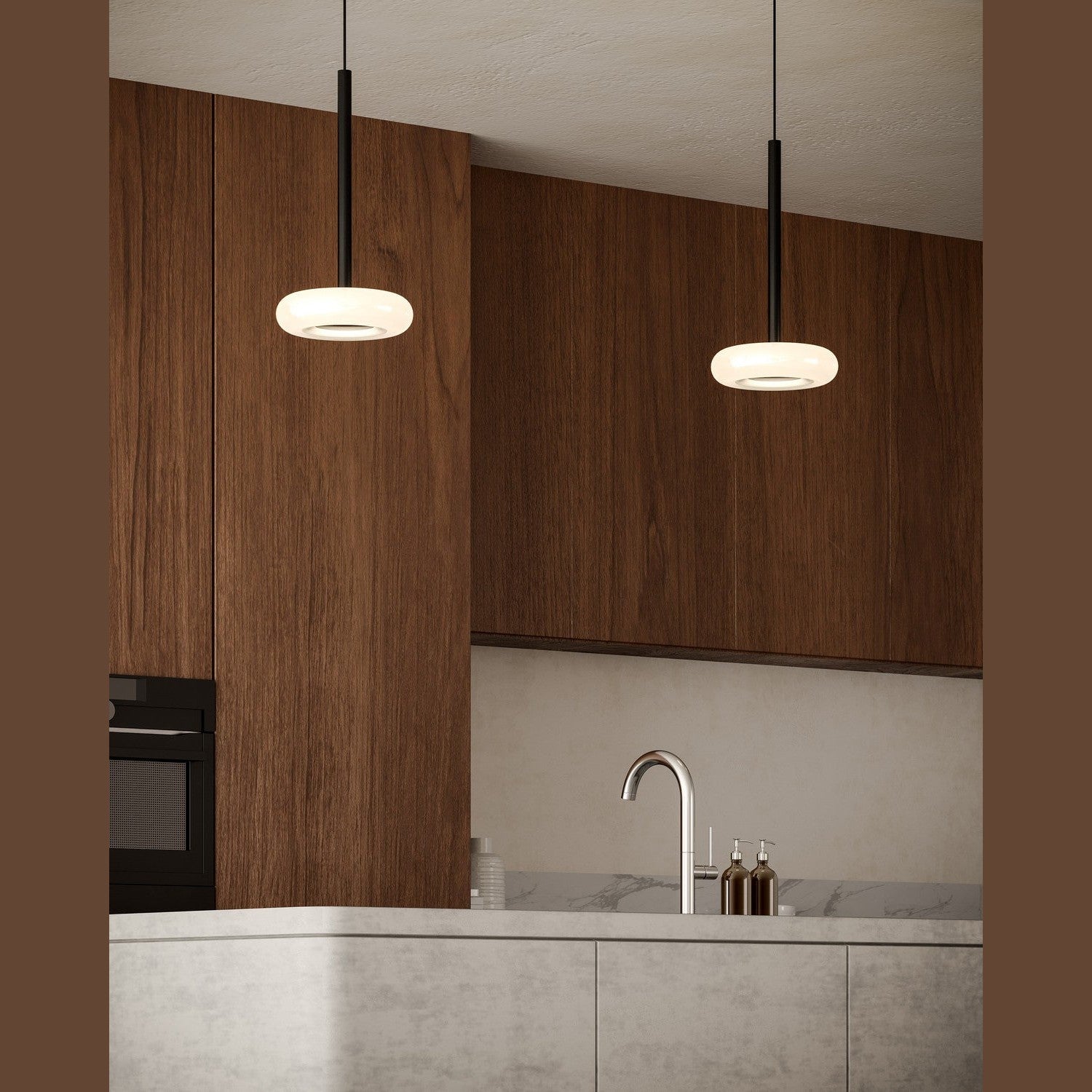 Kuzco Lighting - PD97204-BK/FR - LED Pendant - Stephord - Black/Frosted Glass
