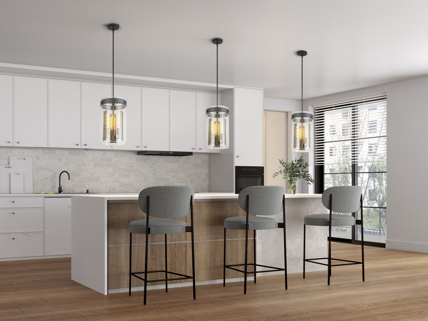 Artcraft - AC10051BK - Three Light Pendant - Dahlia - Black